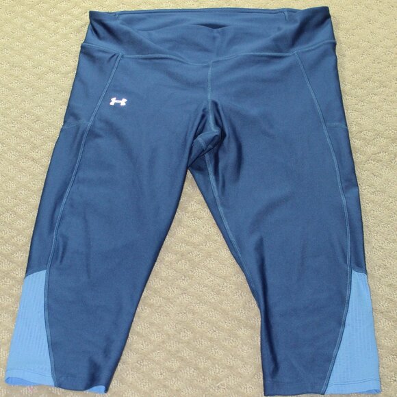 Under Armour Pants - Under Armour Heat Gear Womens XL Blue Knee Length Athletic Yoga Pants